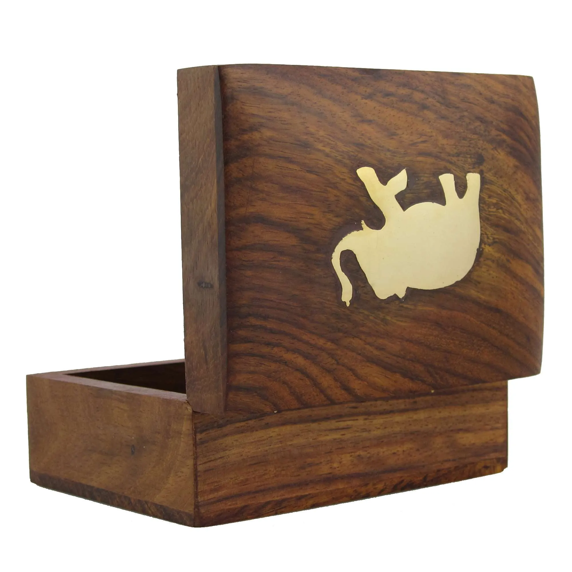Elephant Jewelry Holder - 4 x 3 x 2 Inch Small Wood Box - Jewelry Boxes for Necklaces - Anniversary Gift