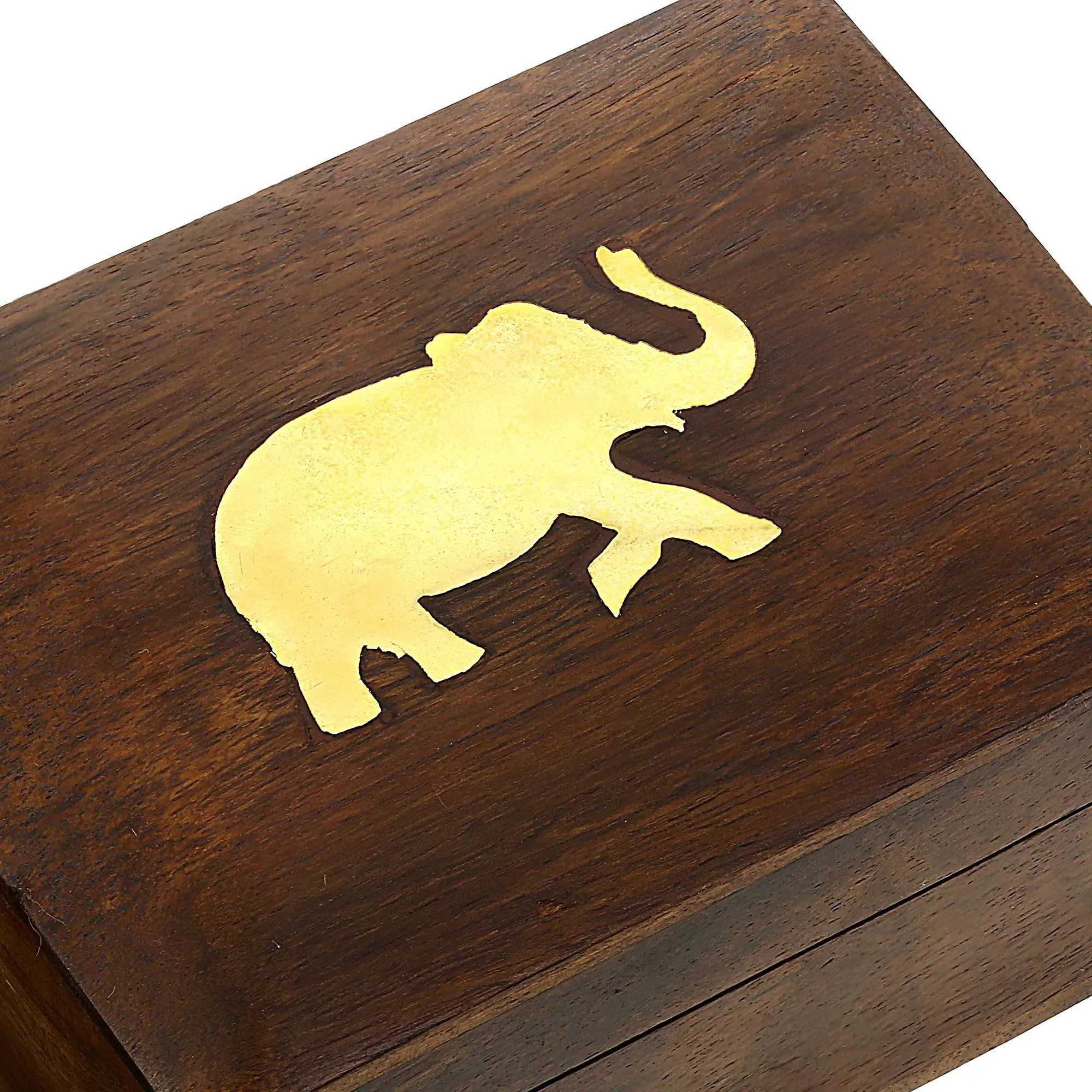 Elephant Jewelry Holder - 4 x 3 x 2 Inch Small Wood Box - Jewelry Boxes for Necklaces - Anniversary Gift