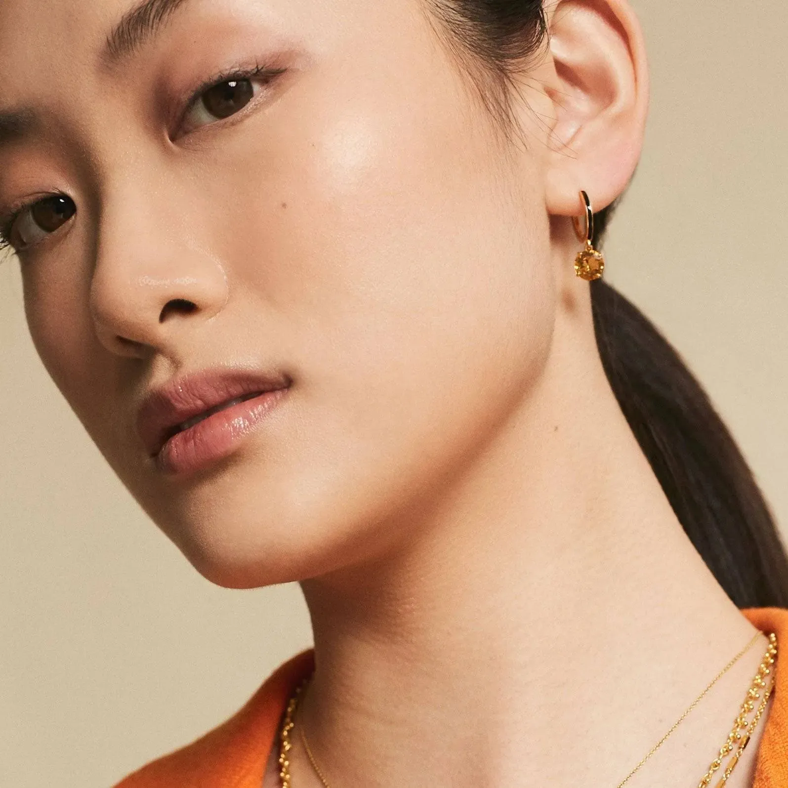 Enamel and Lemon Topaz Hoops