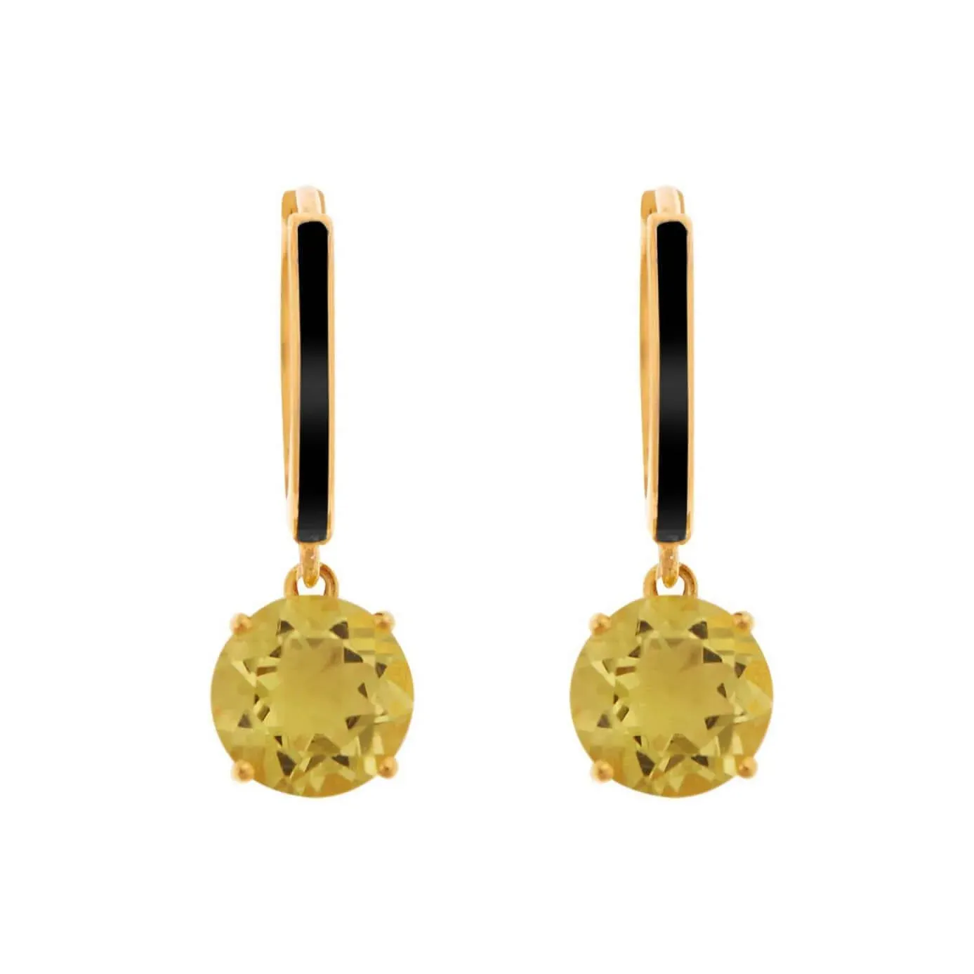 Enamel and Lemon Topaz Hoops