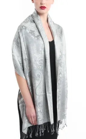 Esther Silver Silk Scarf - LM17