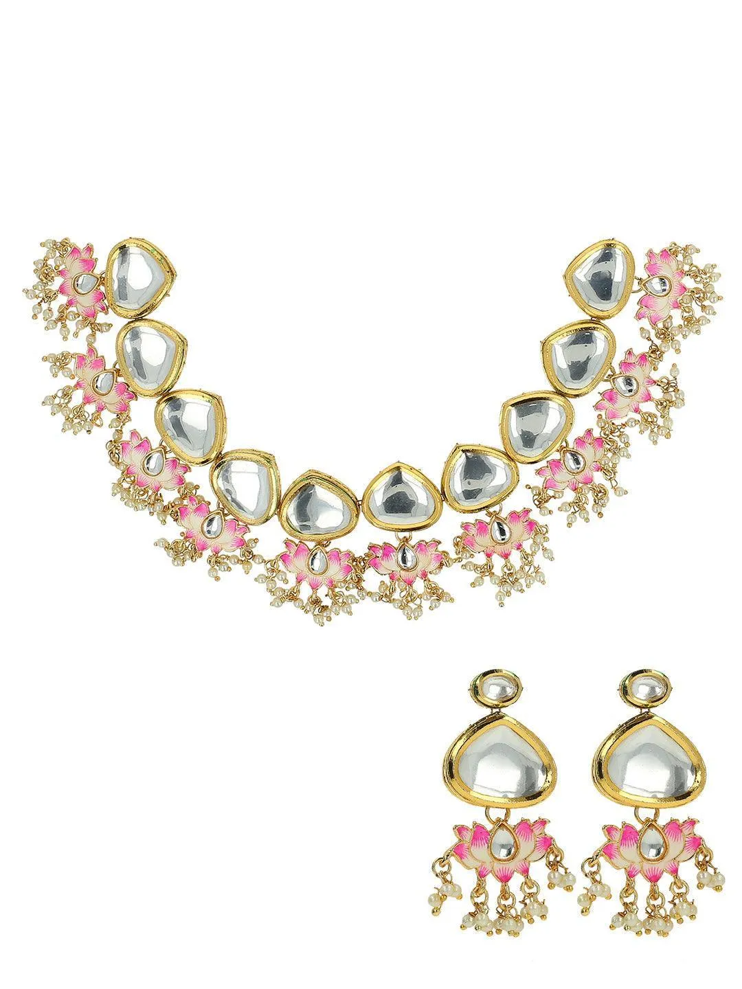 Faby In Big Kundan With Lotus Motifs