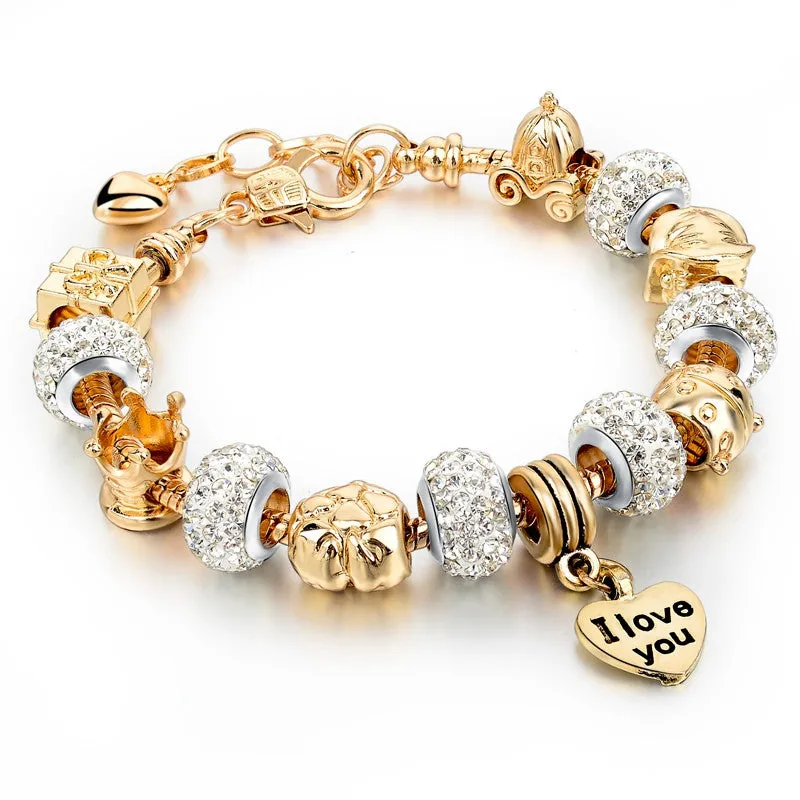 Famous Jewelry Gold Heart Charm Bracelets & Bangles Snake Chain Bracelets For Women Pulsera