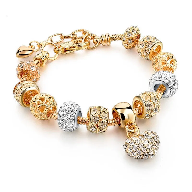 Famous Jewelry Gold Heart Charm Bracelets & Bangles Snake Chain Bracelets For Women Pulsera
