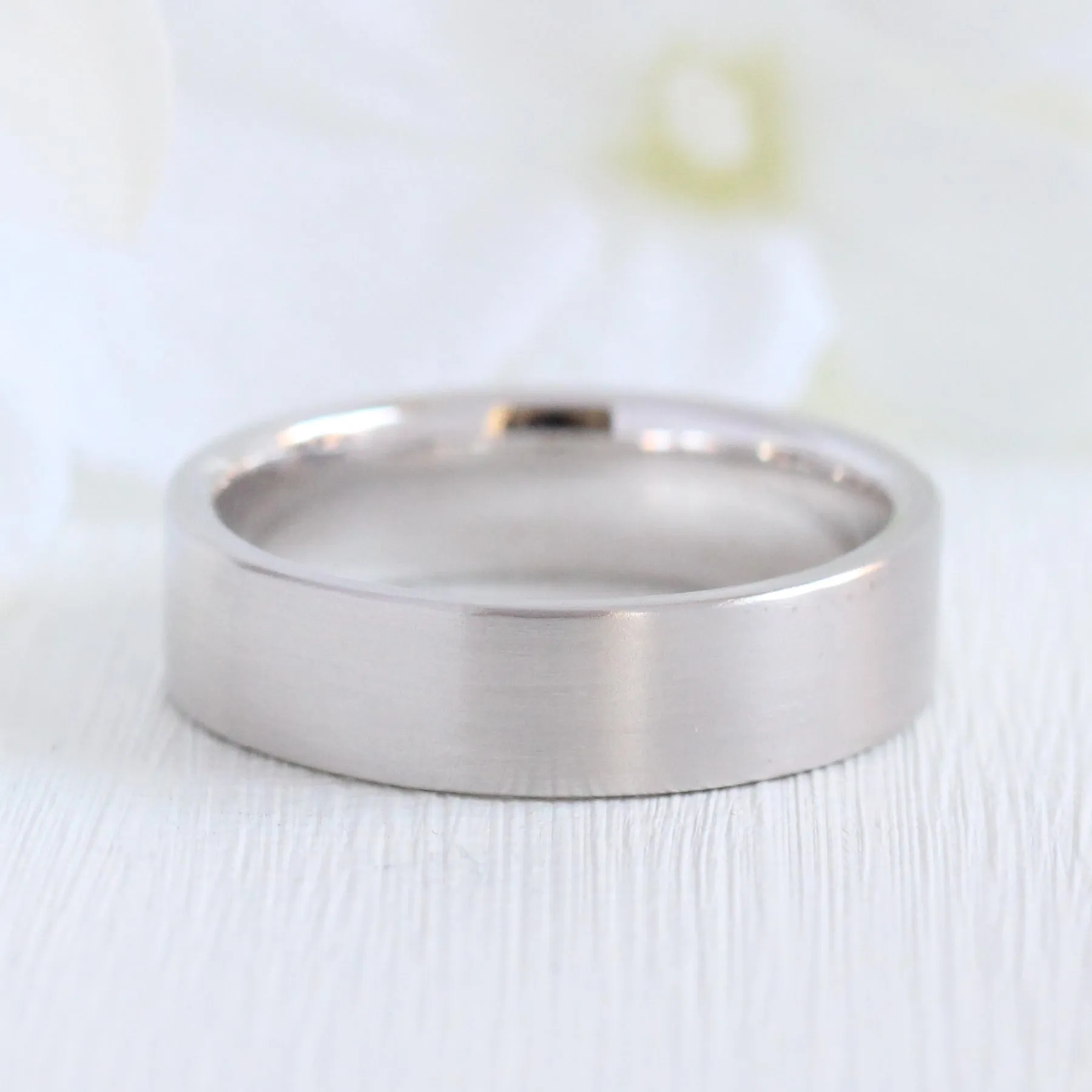 Flat Matte Wedding Band 6mm in Yellow Gold Men’s Comfort Fit Ring