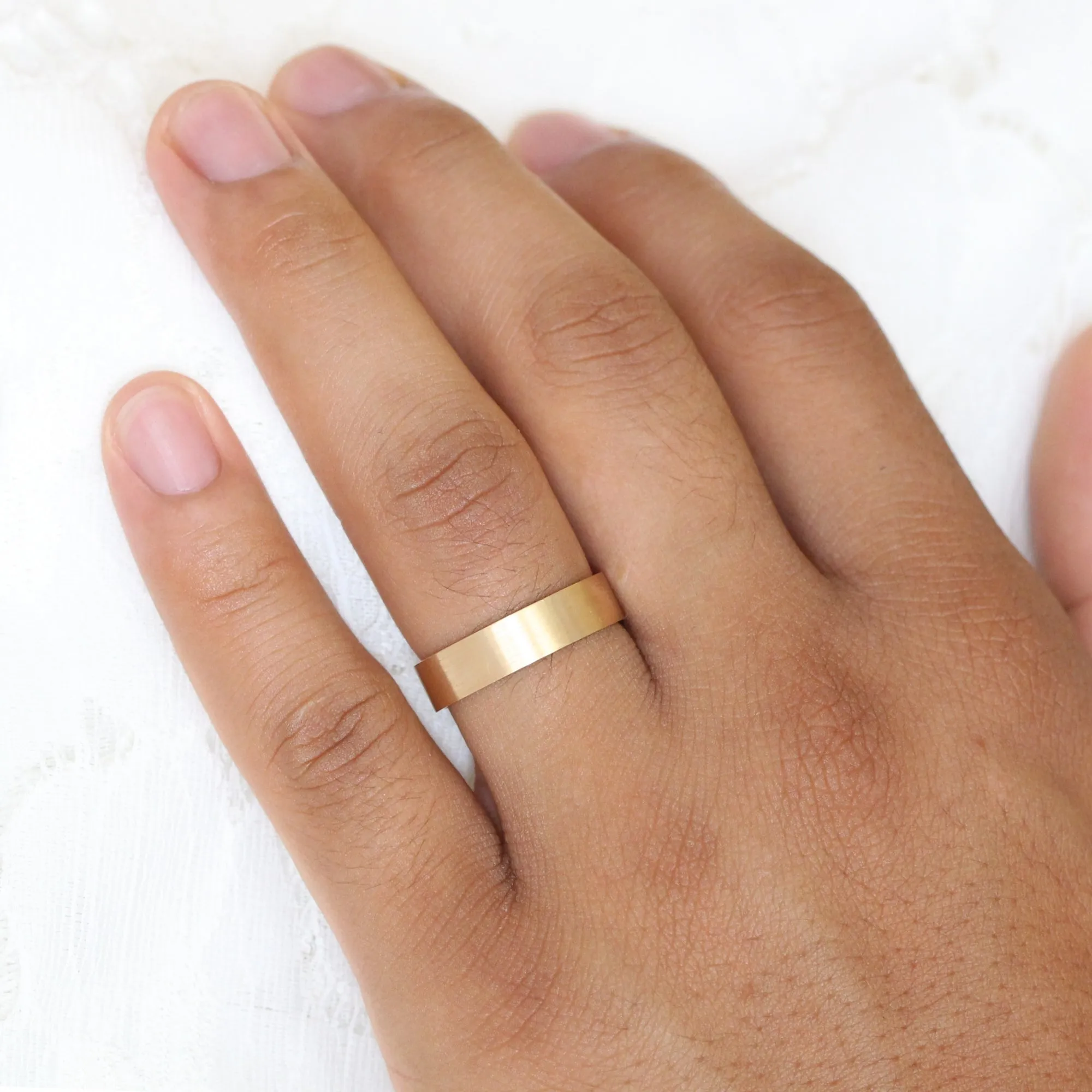 Flat Matte Wedding Band 6mm in Yellow Gold Men’s Comfort Fit Ring
