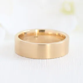 Flat Matte Wedding Band 6mm in Yellow Gold Men’s Comfort Fit Ring