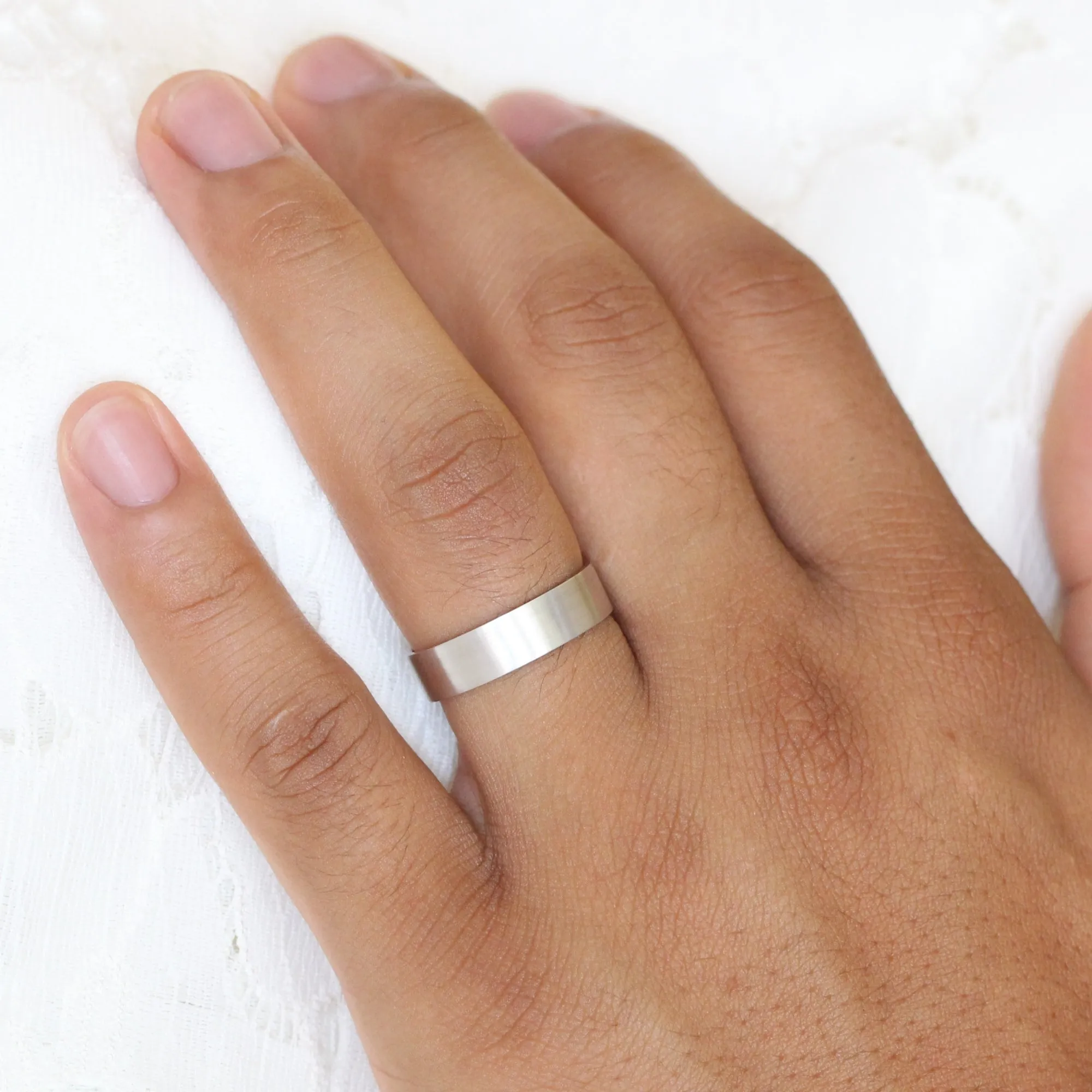 Flat Matte Wedding Band 6mm in Yellow Gold Men’s Comfort Fit Ring