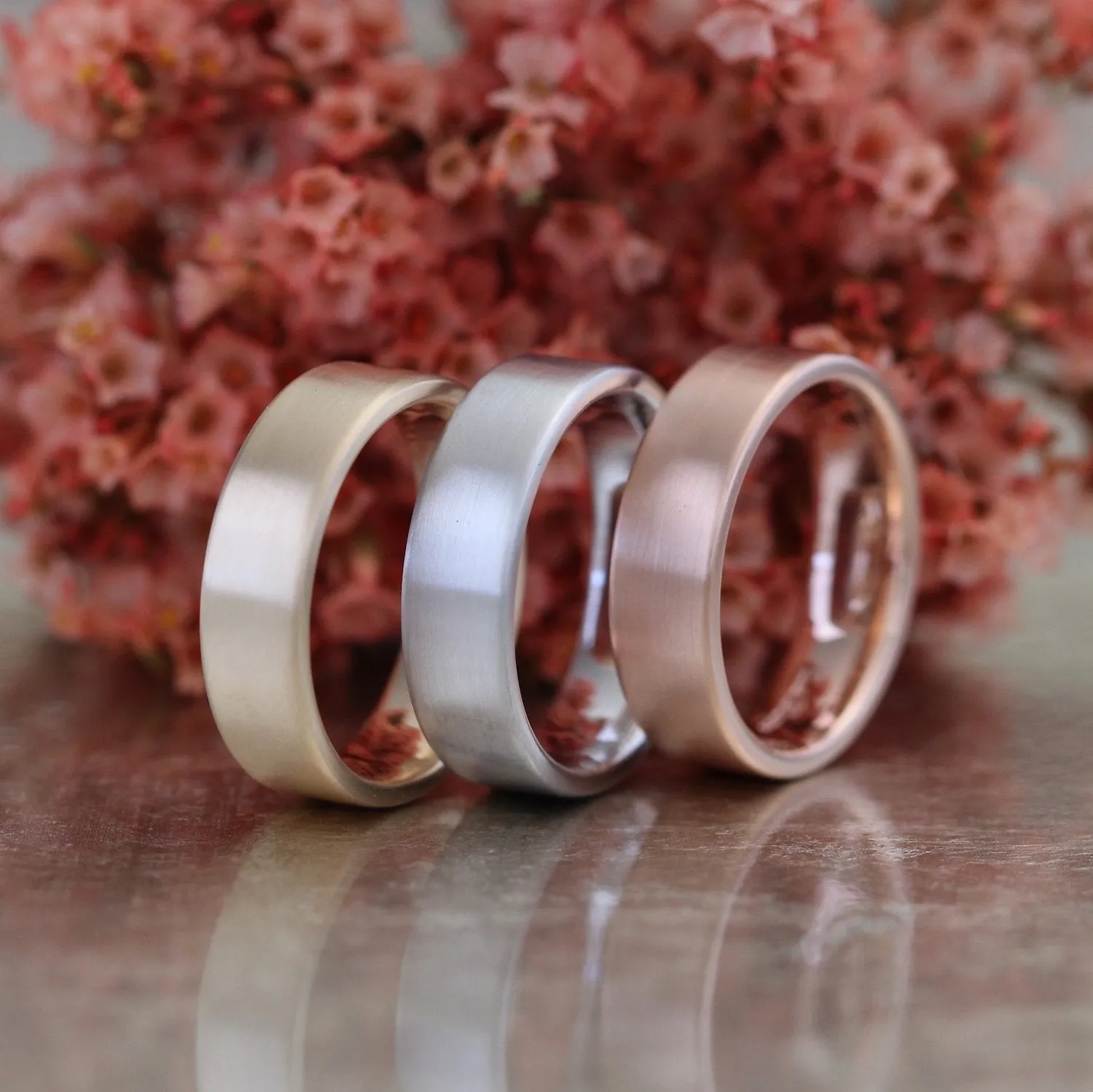 Flat Matte Wedding Band 6mm in Yellow Gold Men’s Comfort Fit Ring