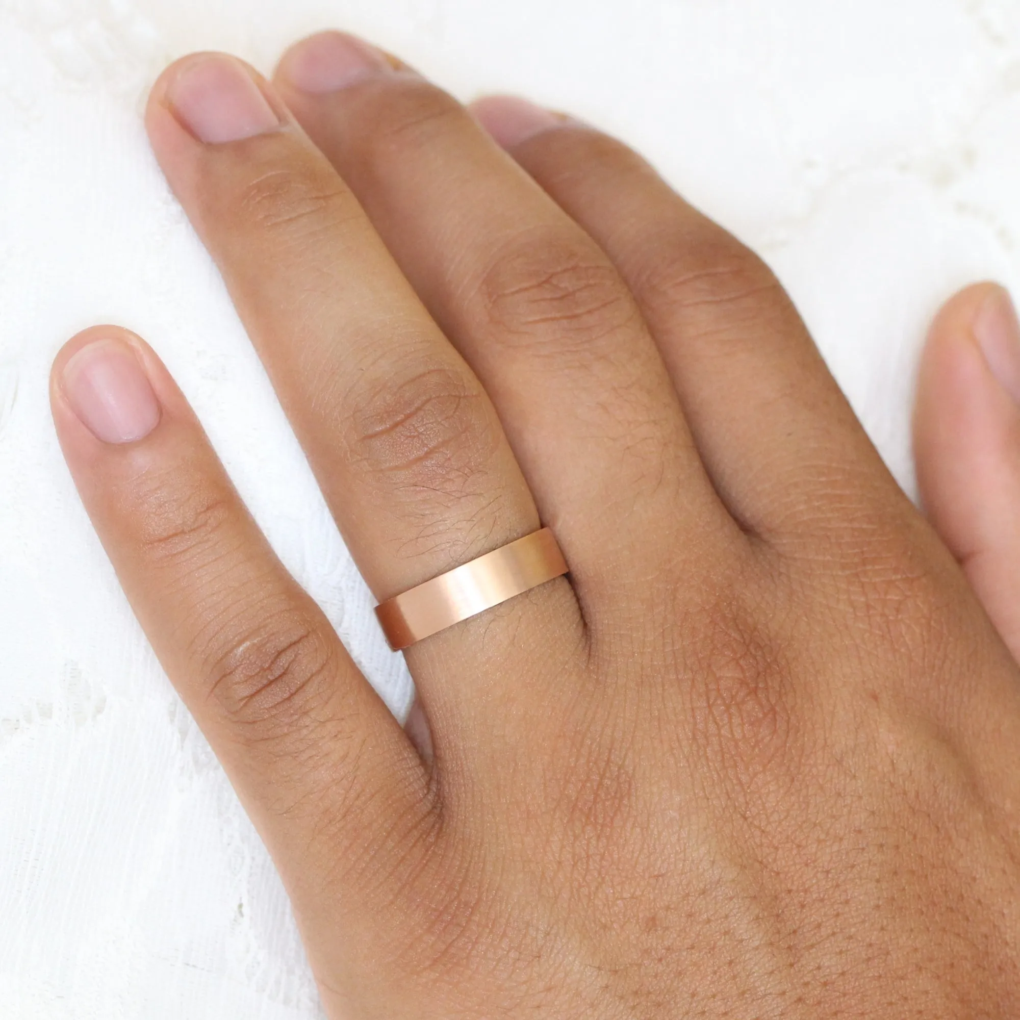 Flat Matte Wedding Band 6mm in Yellow Gold Men’s Comfort Fit Ring