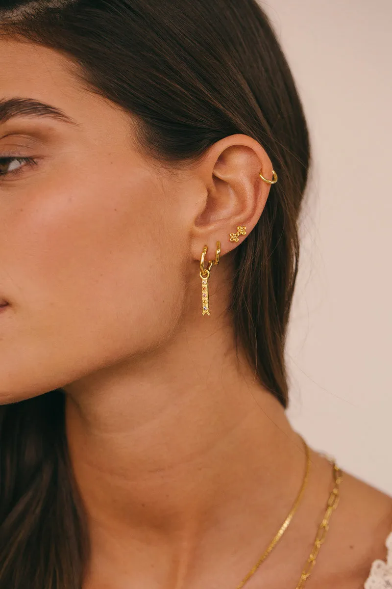 Floral Duo Stud Gold Plated