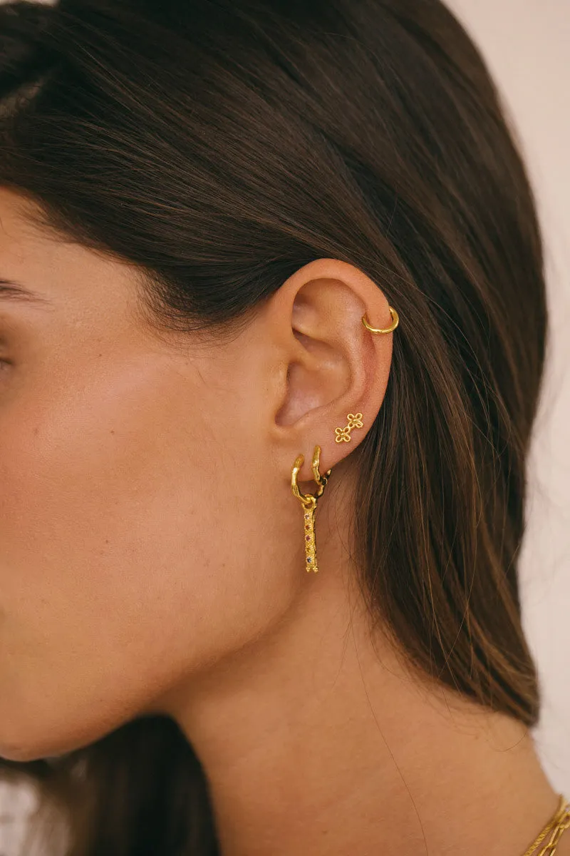 Floral Duo Stud Gold Plated