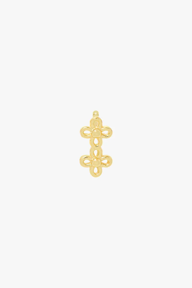 Floral Duo Stud Gold Plated