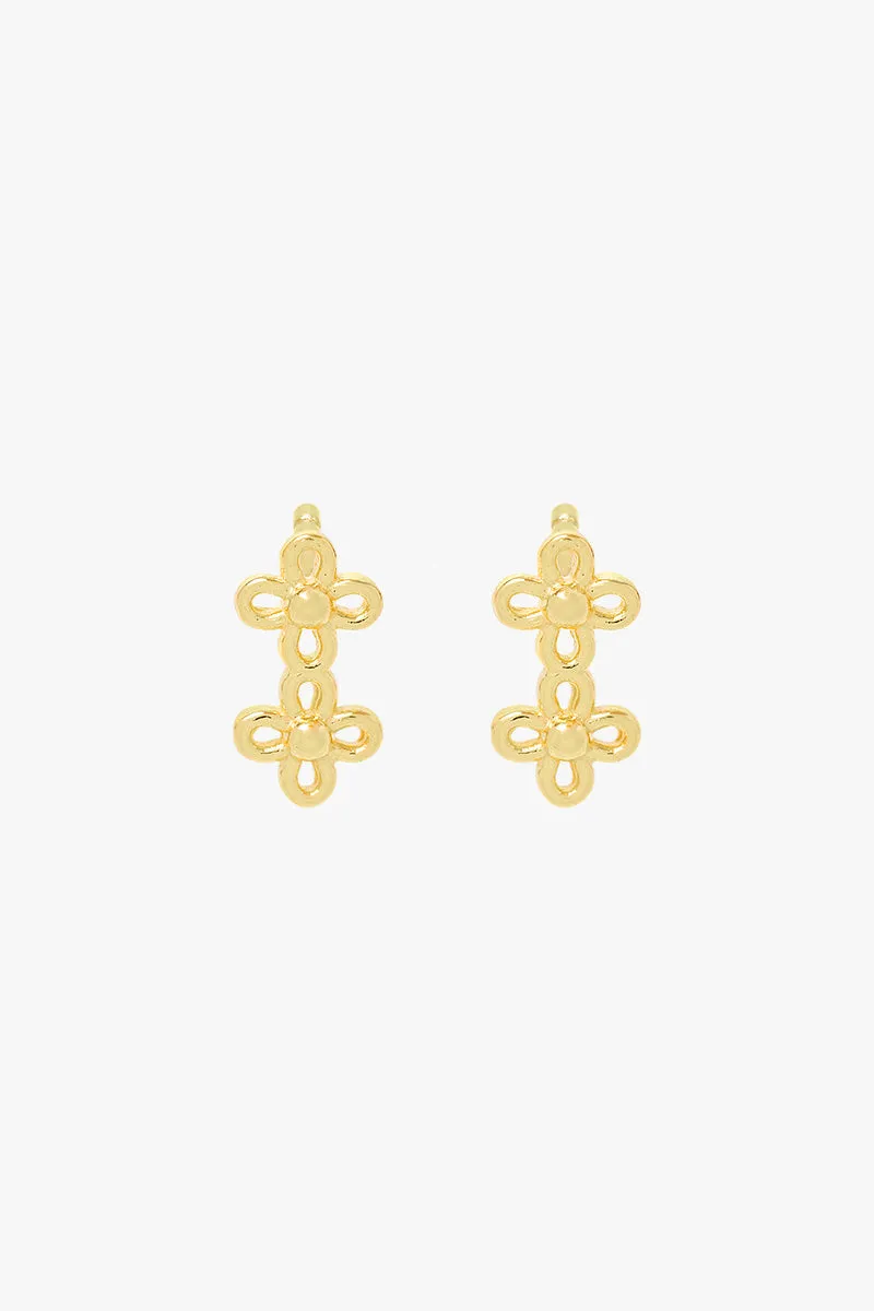 Floral Duo Stud Gold Plated