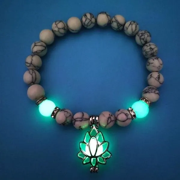 Glow In The Dark Lotus Turquoise Bracelet