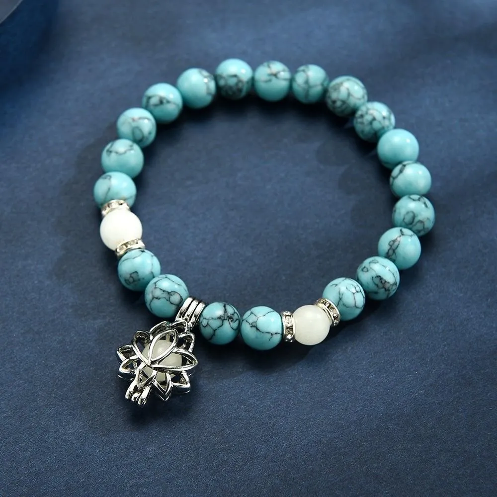 Glow In The Dark Lotus Turquoise Bracelet