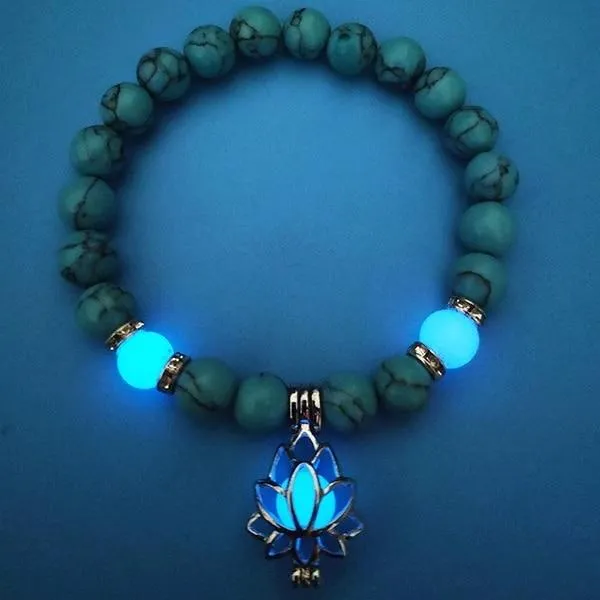 Glow In The Dark Lotus Turquoise Bracelet