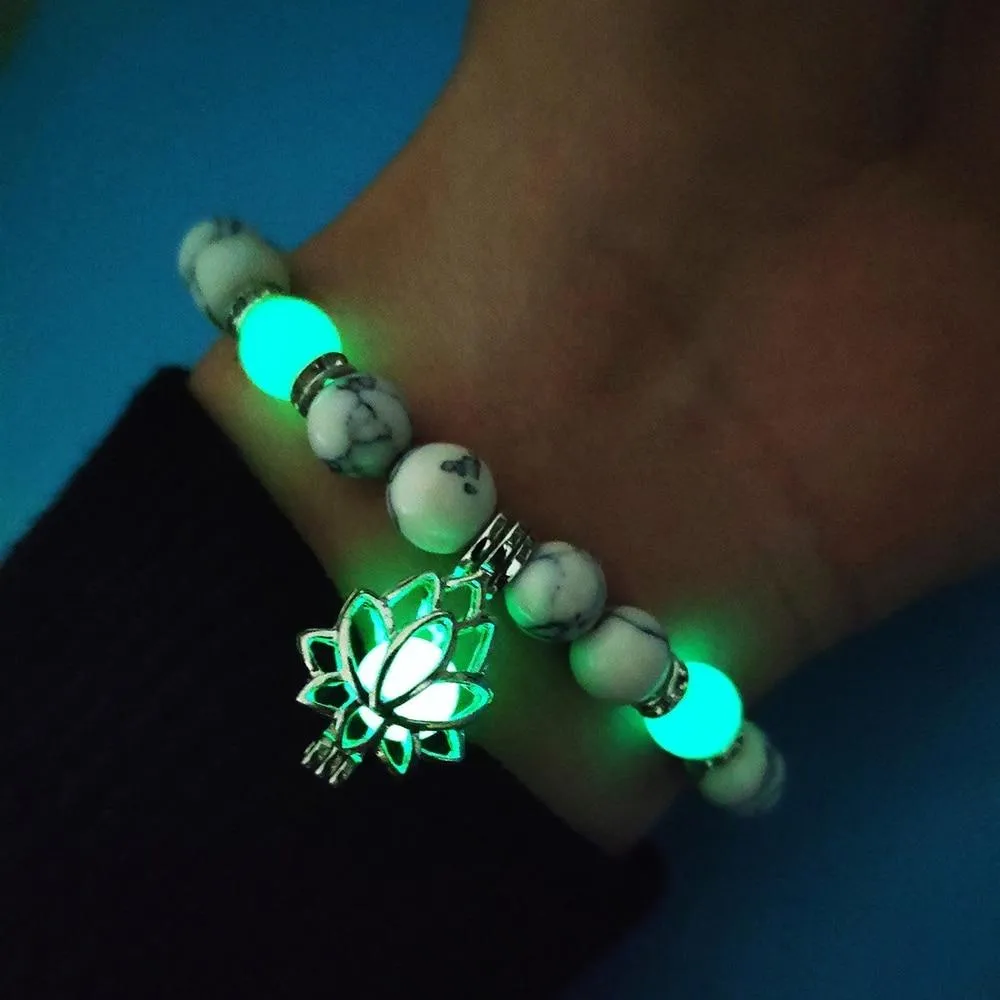 Glow In The Dark Lotus Turquoise Bracelet