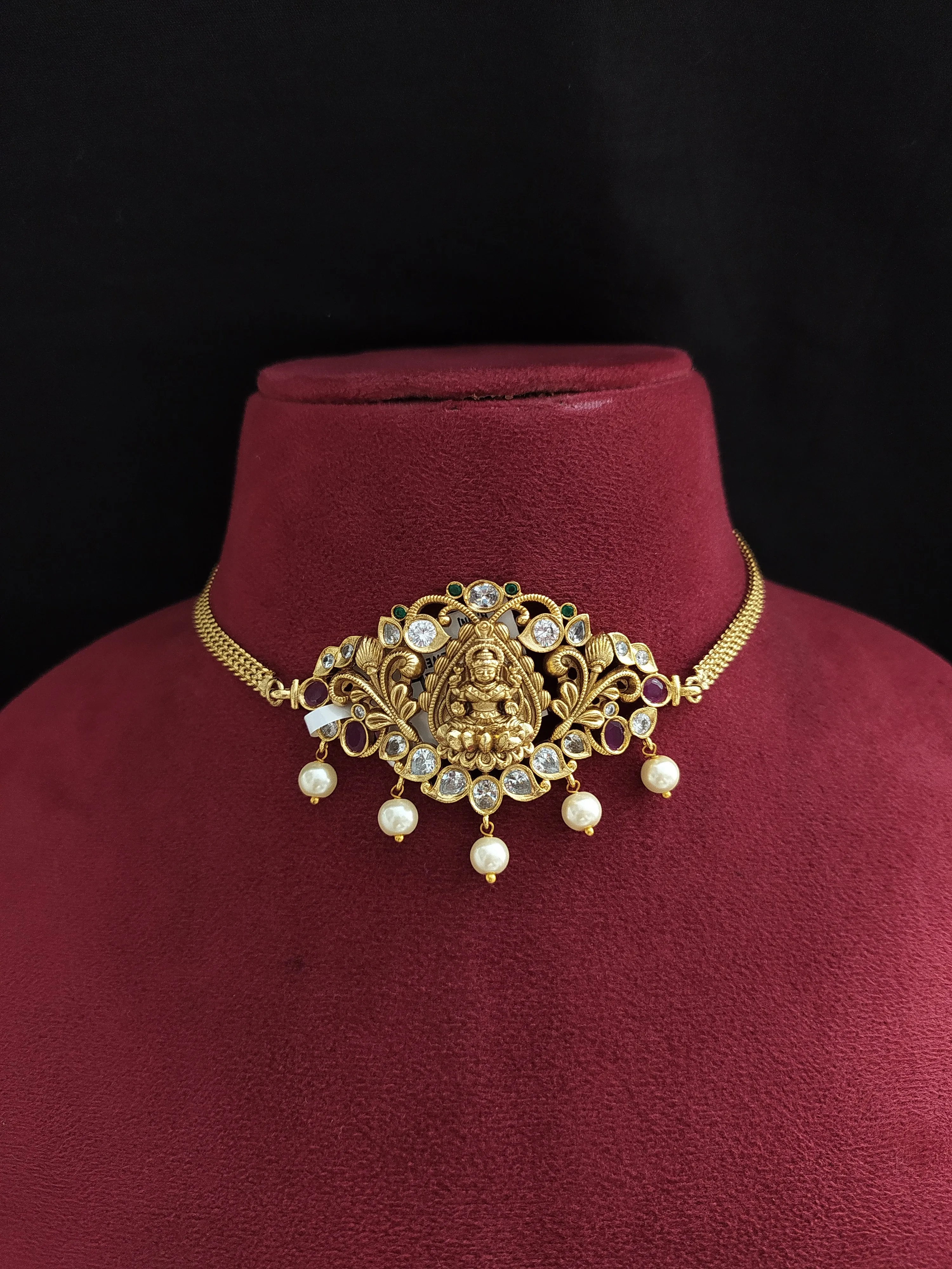 Goddess Lakshmi ji Center Pendant Antique Nagas Choker Set