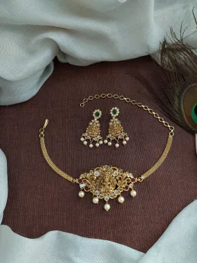 Goddess Lakshmi ji Center Pendant Antique Nagas Choker Set