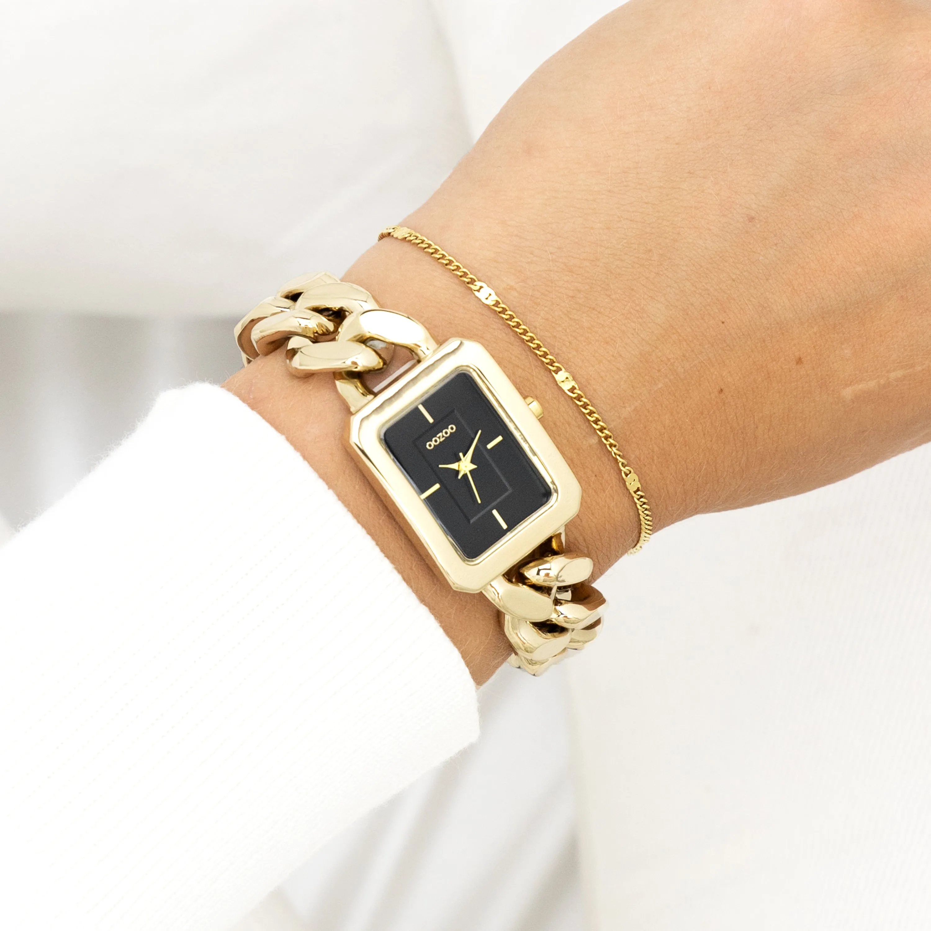 Gold coloured OOZOO watch with gold coloured chain bracelet - C11274