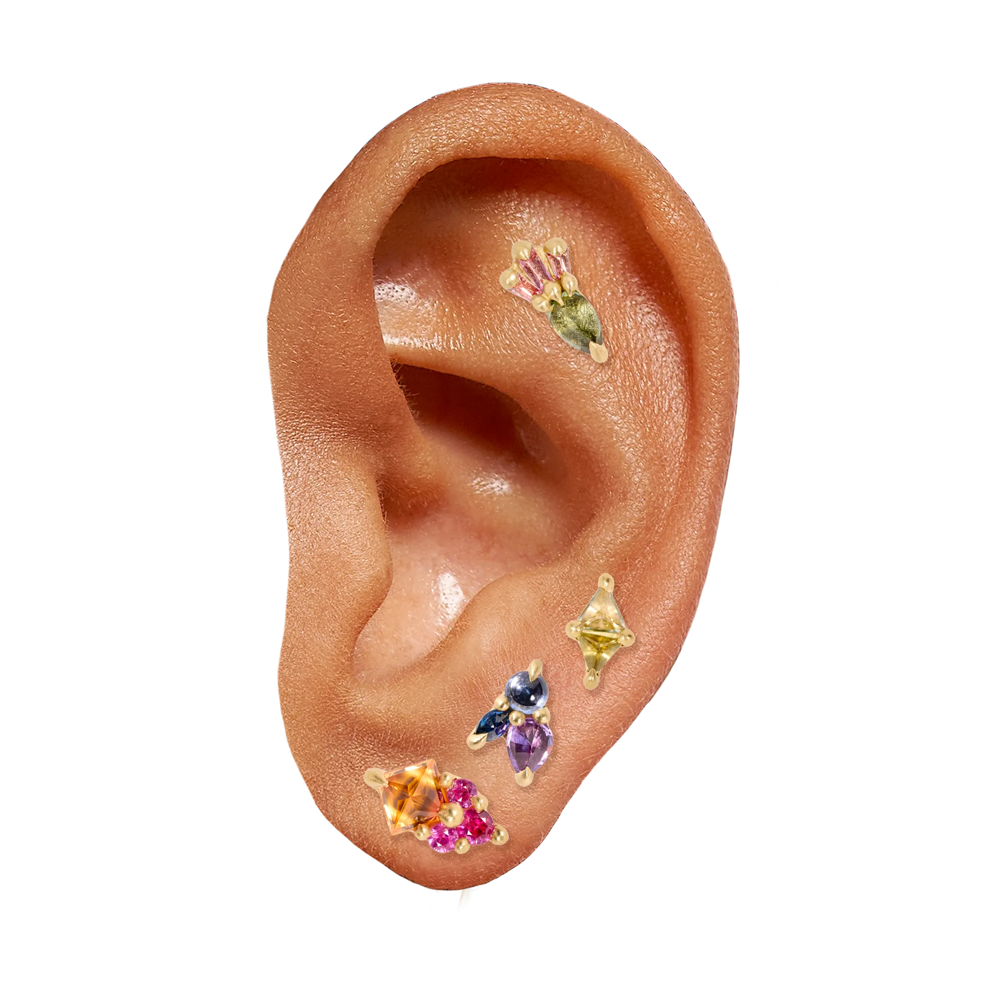 Green Geo Stud Earring - 11730