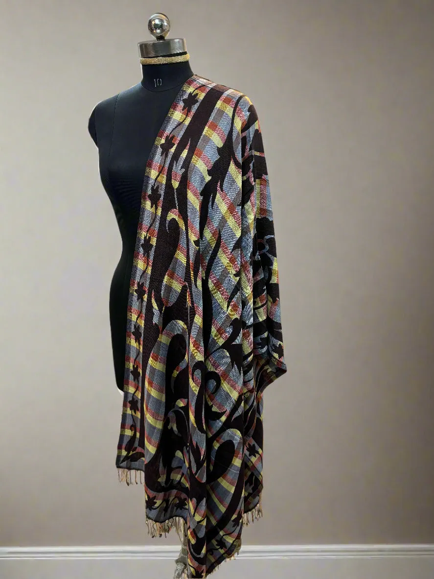 Grey and Black Luxurious Pure Pashmina Scarf – Lightweight, Soft, and Smooth