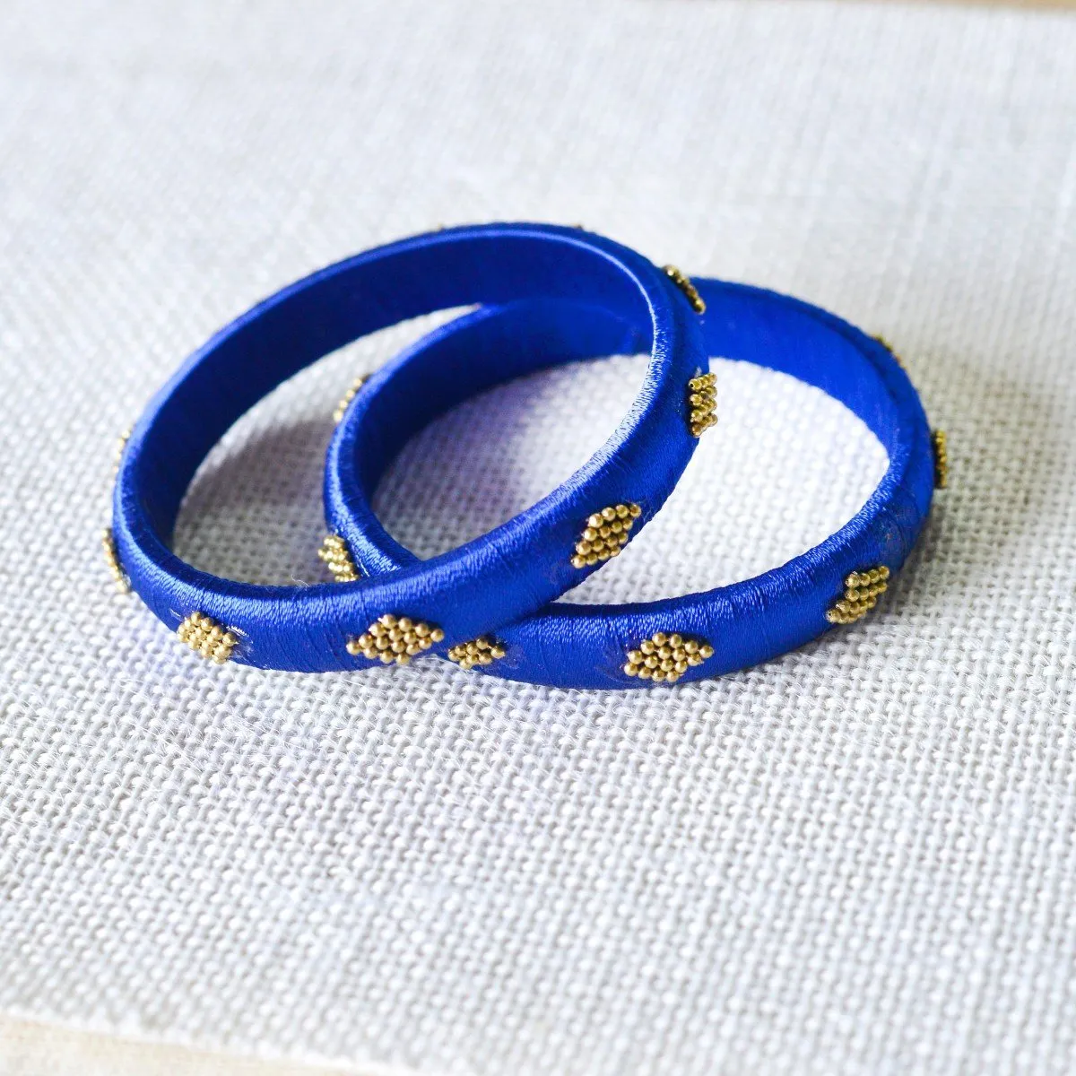 Handmade Royal Blue Silk Thread Choker Set