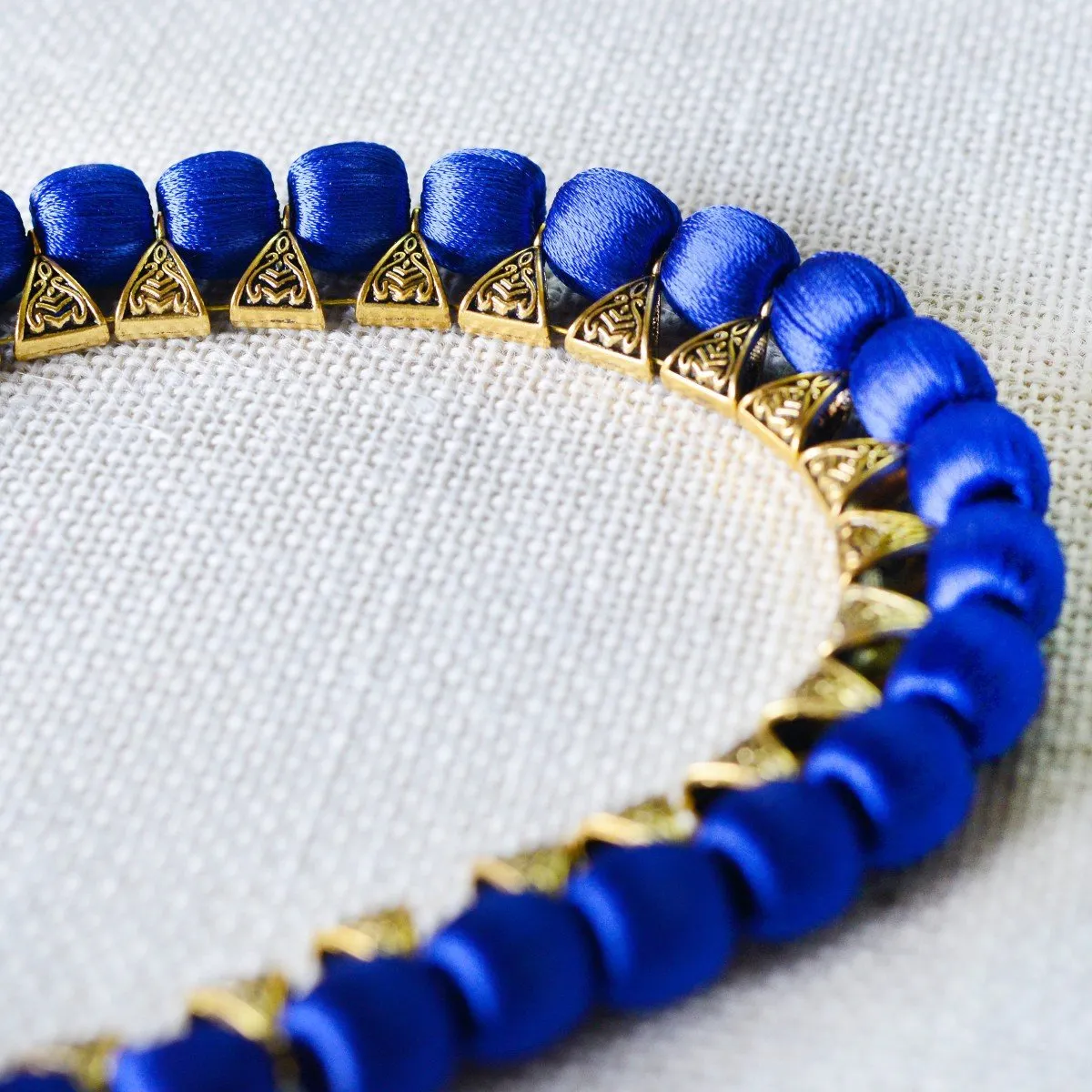 Handmade Royal Blue Silk Thread Choker Set