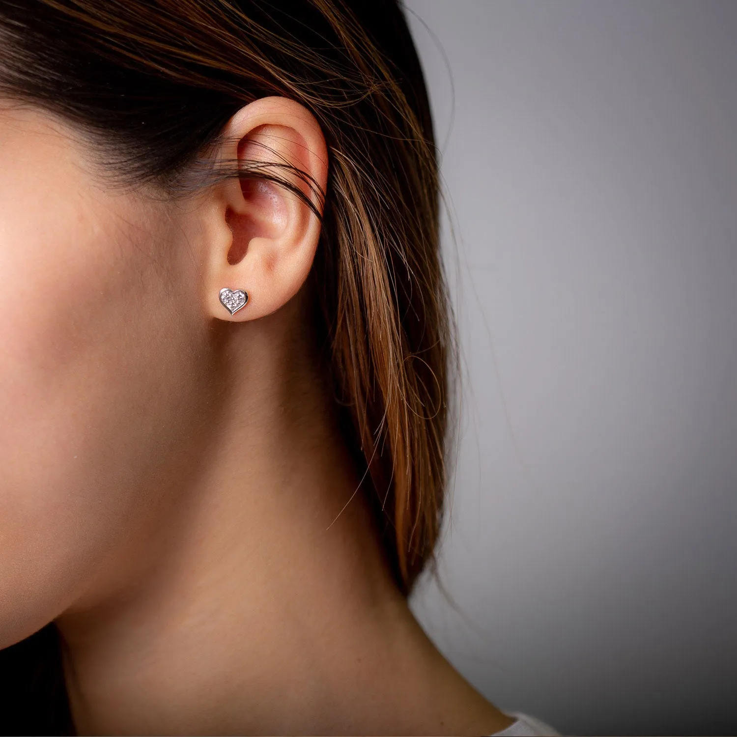 Heart Shape Studs with Diamonds