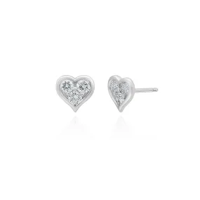 Heart Shape Studs with Diamonds