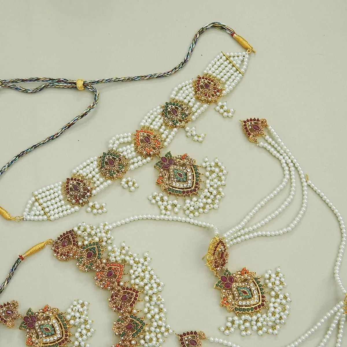 Heritage Navratan Necklace Choker Bridal Set