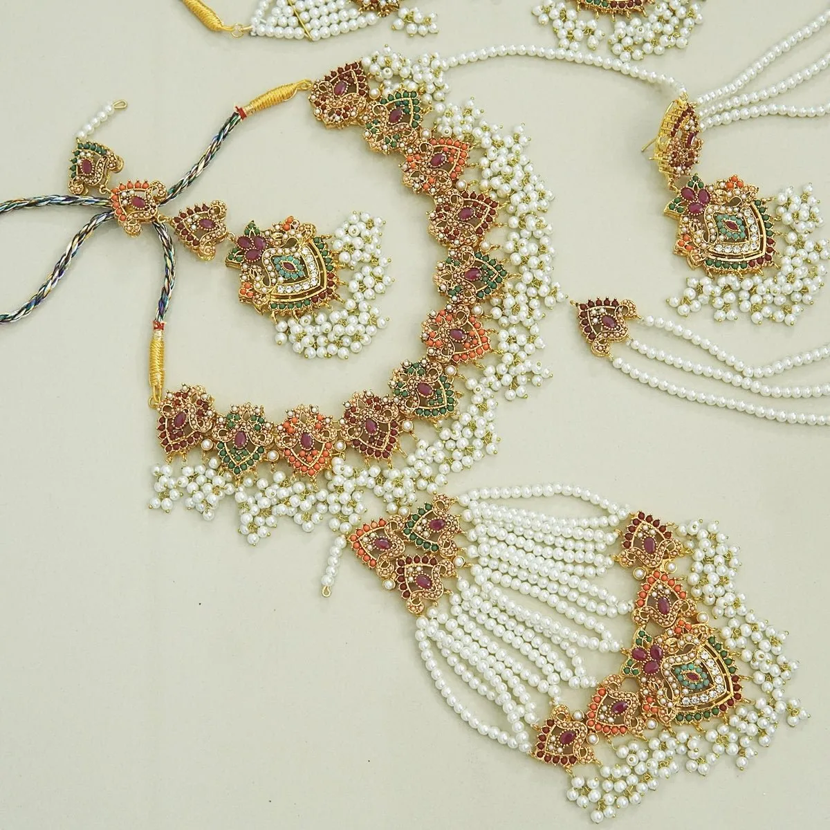 Heritage Navratan Necklace Choker Bridal Set