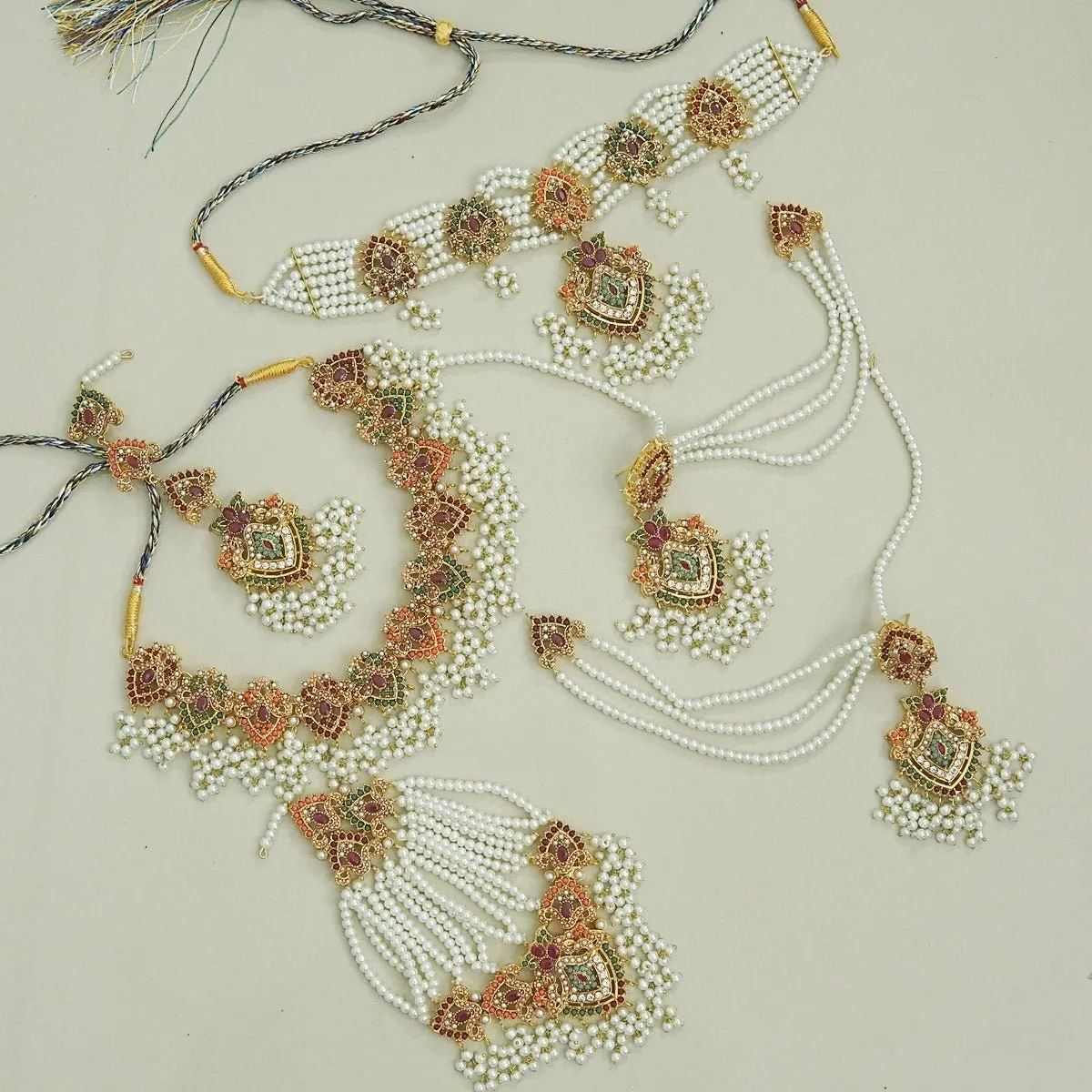 Heritage Navratan Necklace Choker Bridal Set