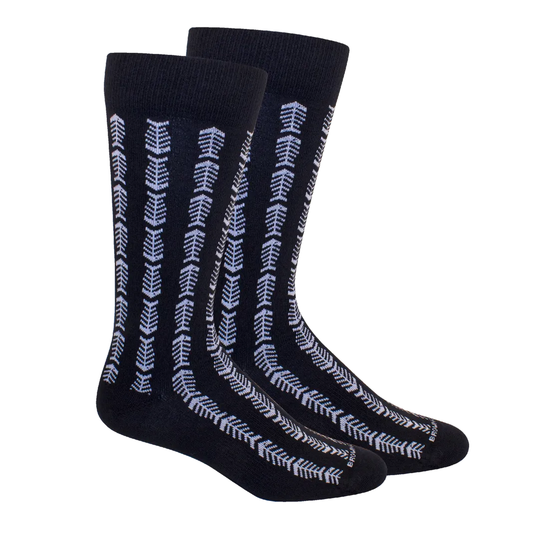 'Herring Bones' Cotton Socks in Navy by Brown Dog Hosiery