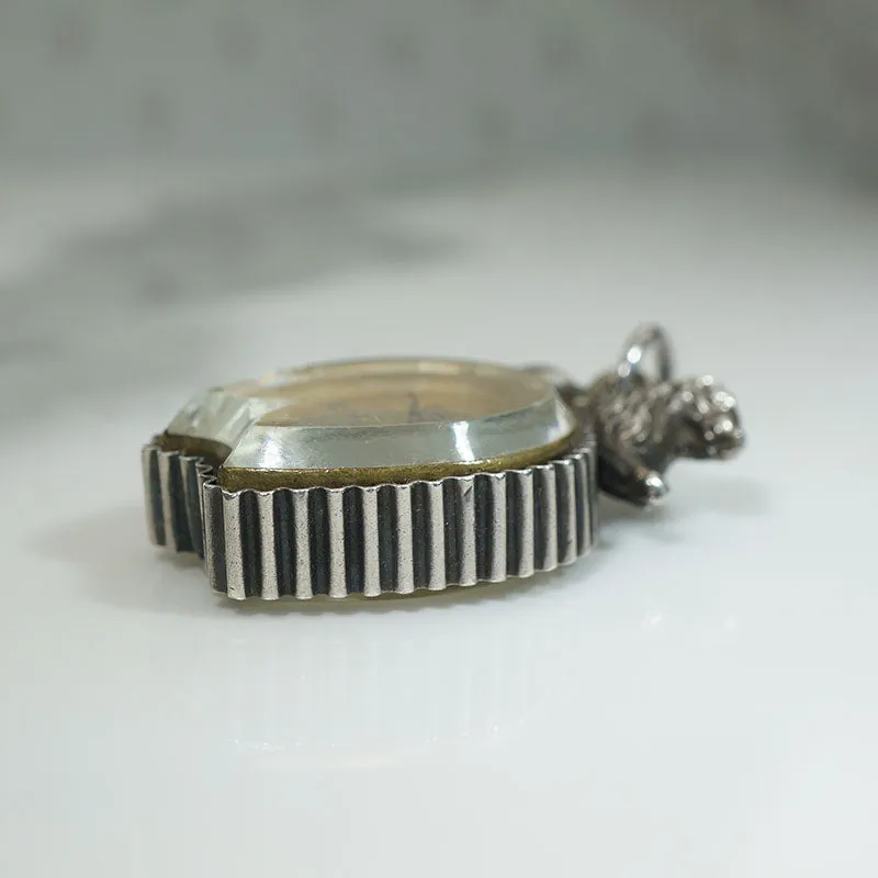 Horseshoe-Shaped Compass Fob with Silver Lion