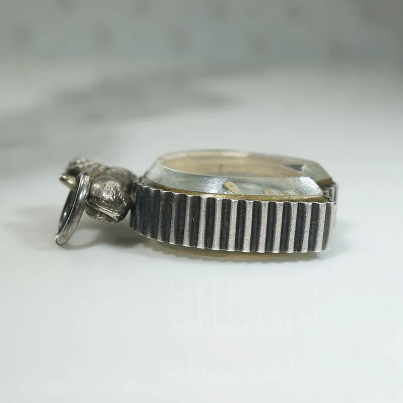 Horseshoe-Shaped Compass Fob with Silver Lion