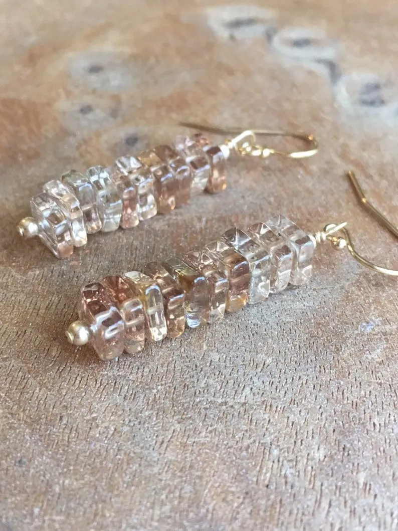 Imperial Topaz Crystal Earrings Silver or Gold November Birthstone Jewelry Gift