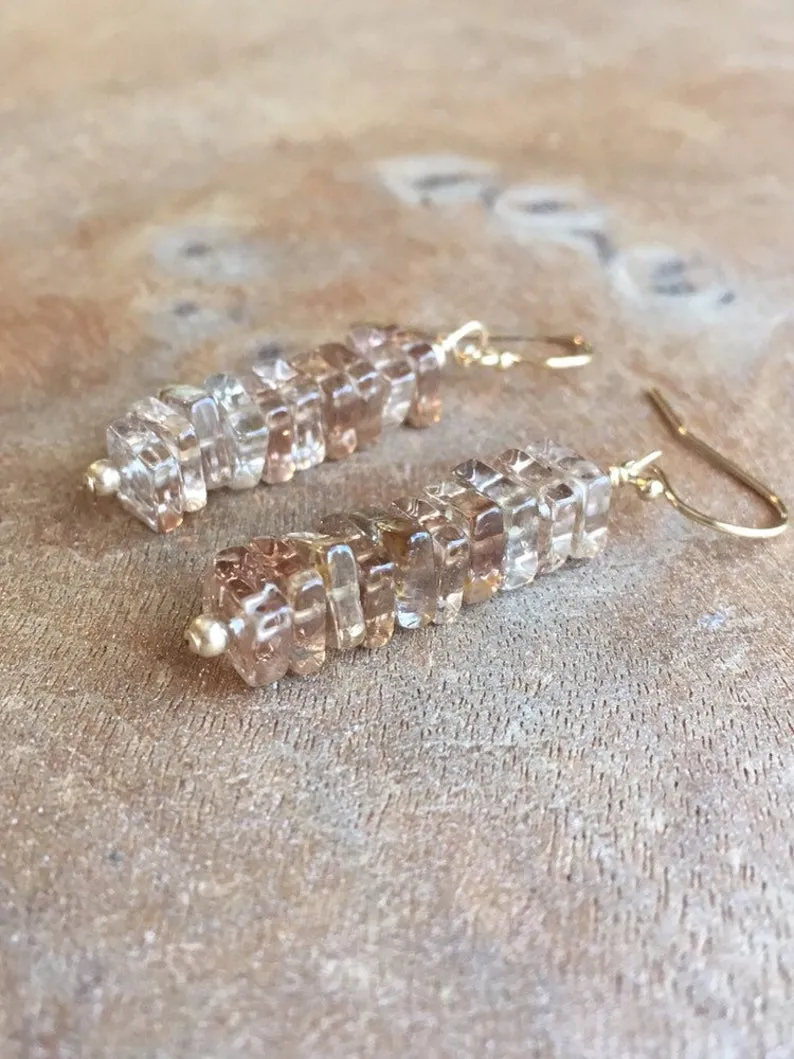 Imperial Topaz Crystal Earrings Silver or Gold November Birthstone Jewelry Gift