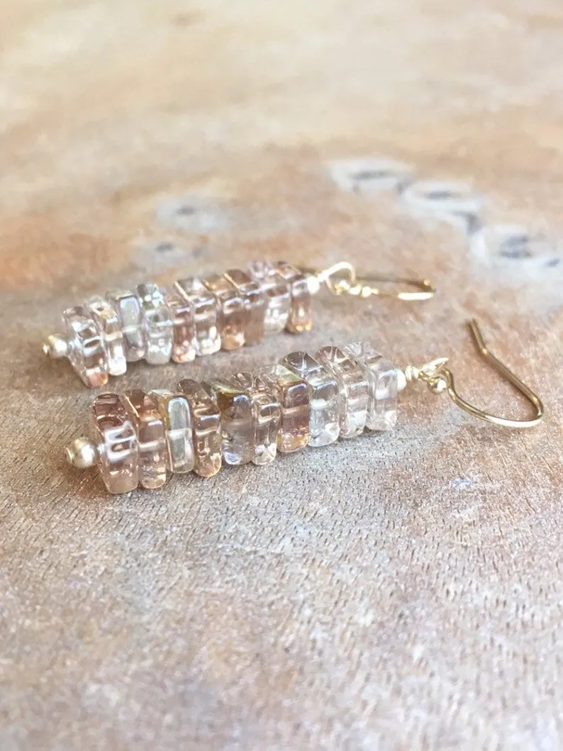 Imperial Topaz Crystal Earrings Silver or Gold November Birthstone Jewelry Gift