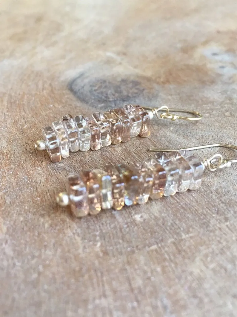 Imperial Topaz Crystal Earrings Silver or Gold November Birthstone Jewelry Gift