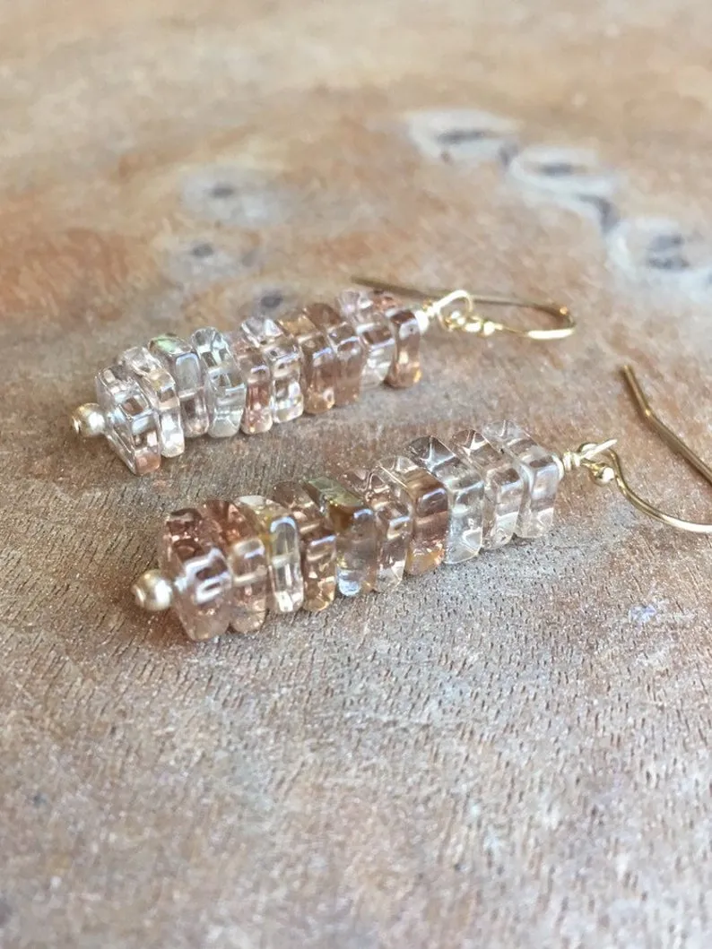 Imperial Topaz Crystal Earrings Silver or Gold November Birthstone Jewelry Gift