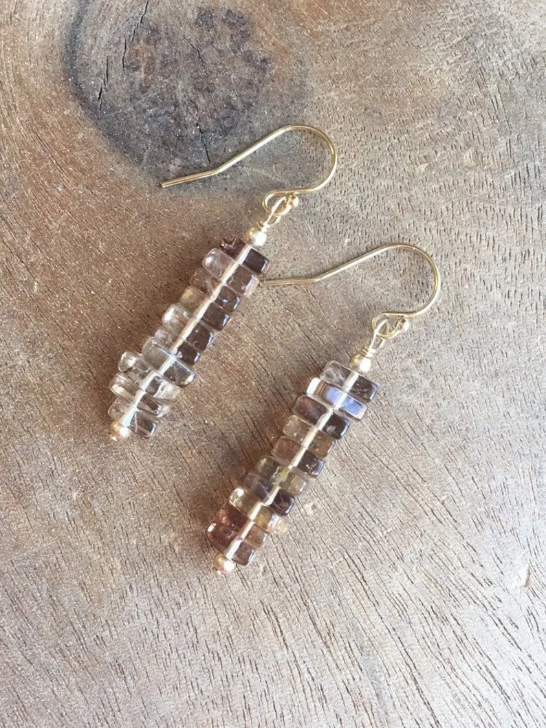Imperial Topaz Crystal Earrings Silver or Gold November Birthstone Jewelry Gift