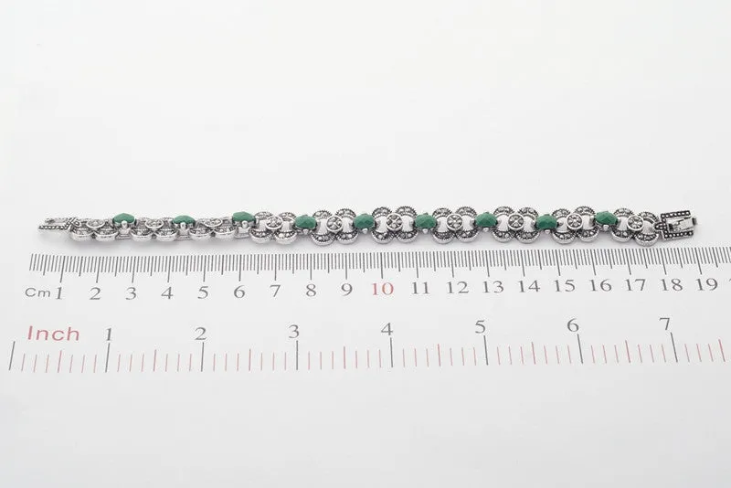 Indian woman Fashion Jewelry Silver Color Bracelets Green Stones Jewelry