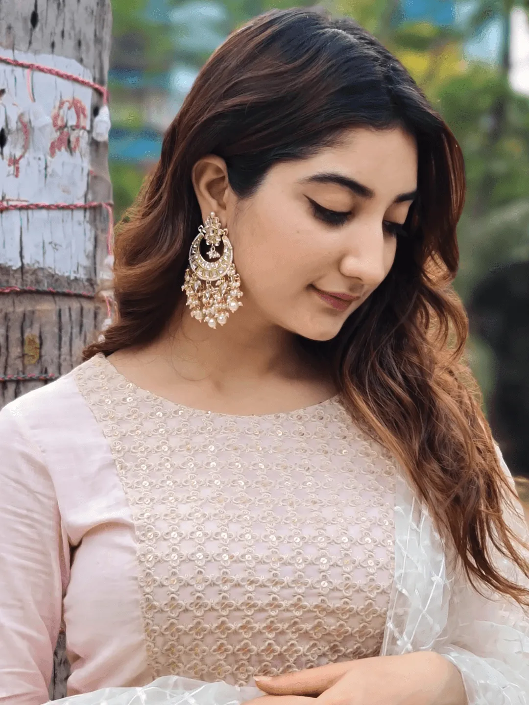 Jessica Chaudhry In Tassel Chandbali Earrings