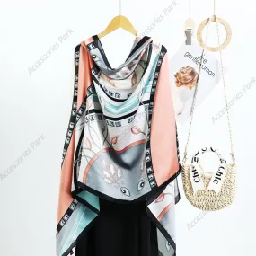 Korean Style High Quality Multicolor Printed Satin Silk Scarves