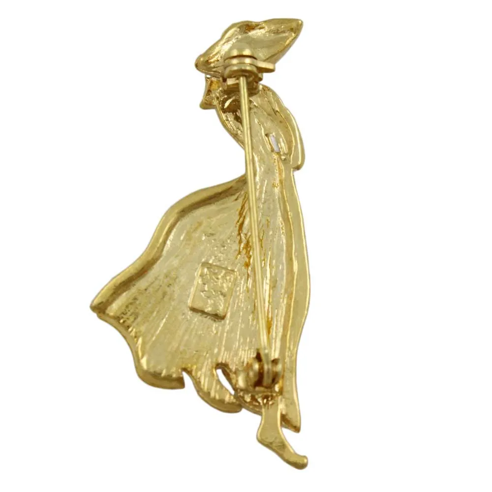 Lady in Cream Enamel Dress and Hat Brooch Pin - RFP227