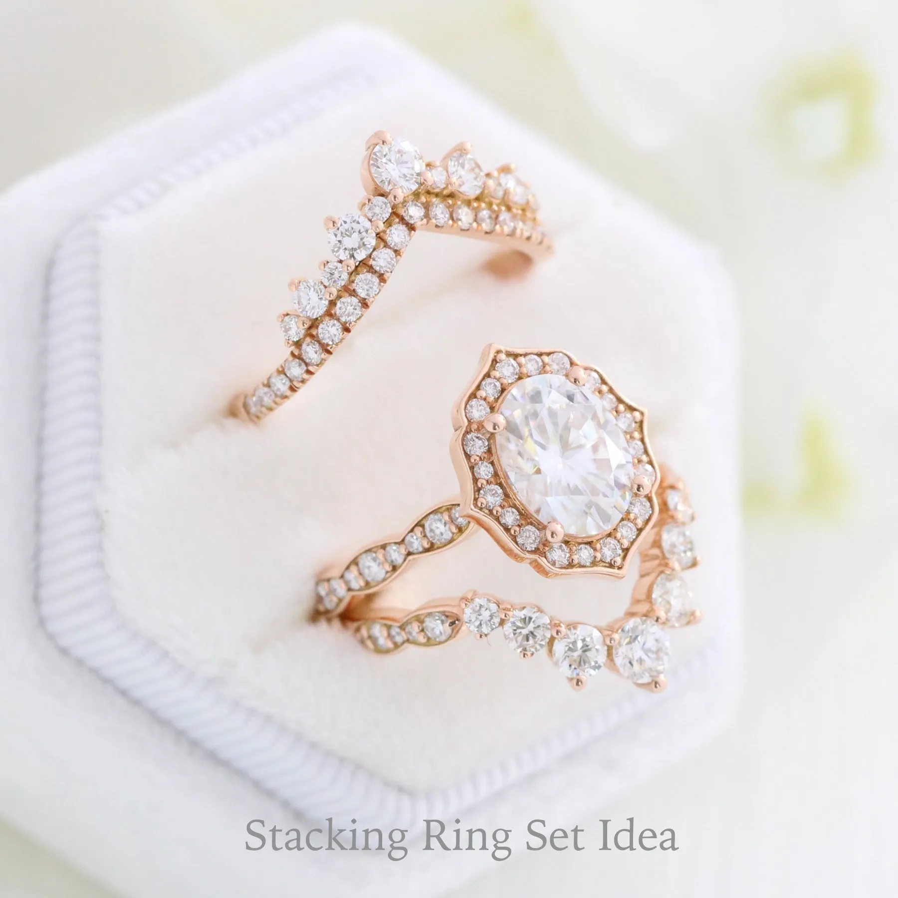 Large 7 Diamond Wedding Ring in Deep U Shaped Scalloped Band