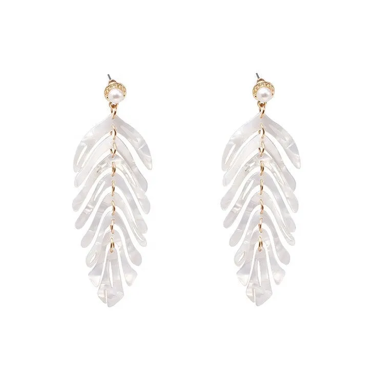 Leaf Drop Earrings In Ivory