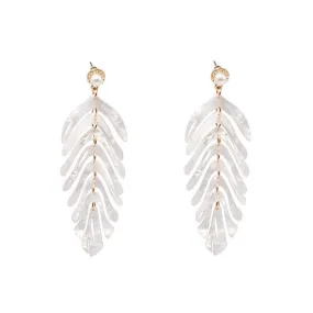 Leaf Drop Earrings In Ivory